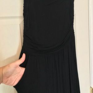 Floor length strapless black dress